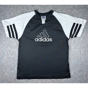 Adidas Vintage 90s Black White Soccer Jersey Shirt - Athletic Uniform Tee Large